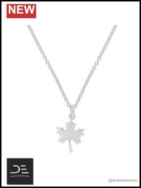 Sterling Silver Maple Leaf Pendant Necklace 18"